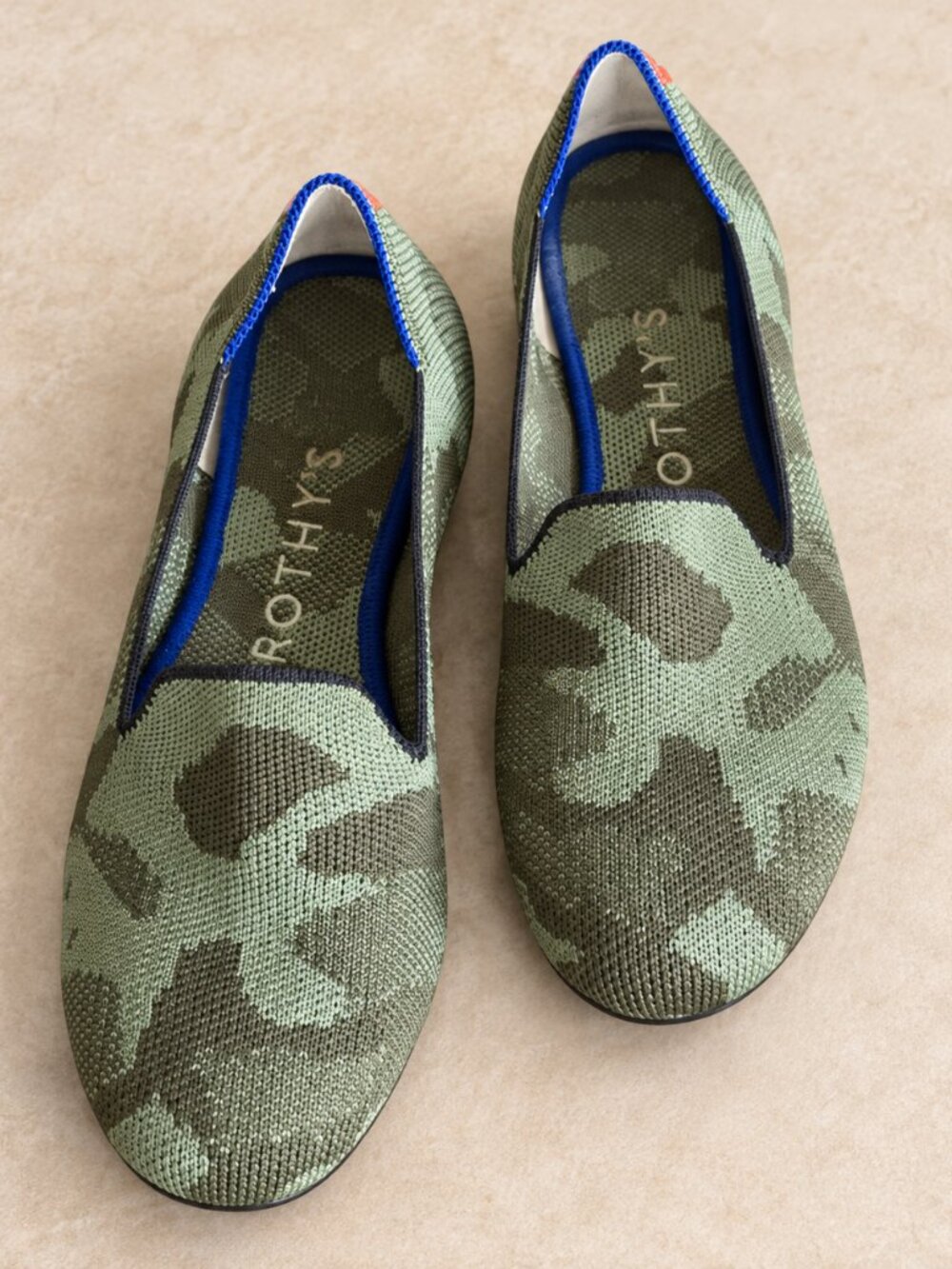 ROTHY'S The Loafer Olive Camo Green Washable Slip On Shoes Flats Size 6